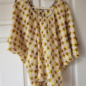 Odille Anthropologie Moth Print Winged Symmetry Blouse Sz M